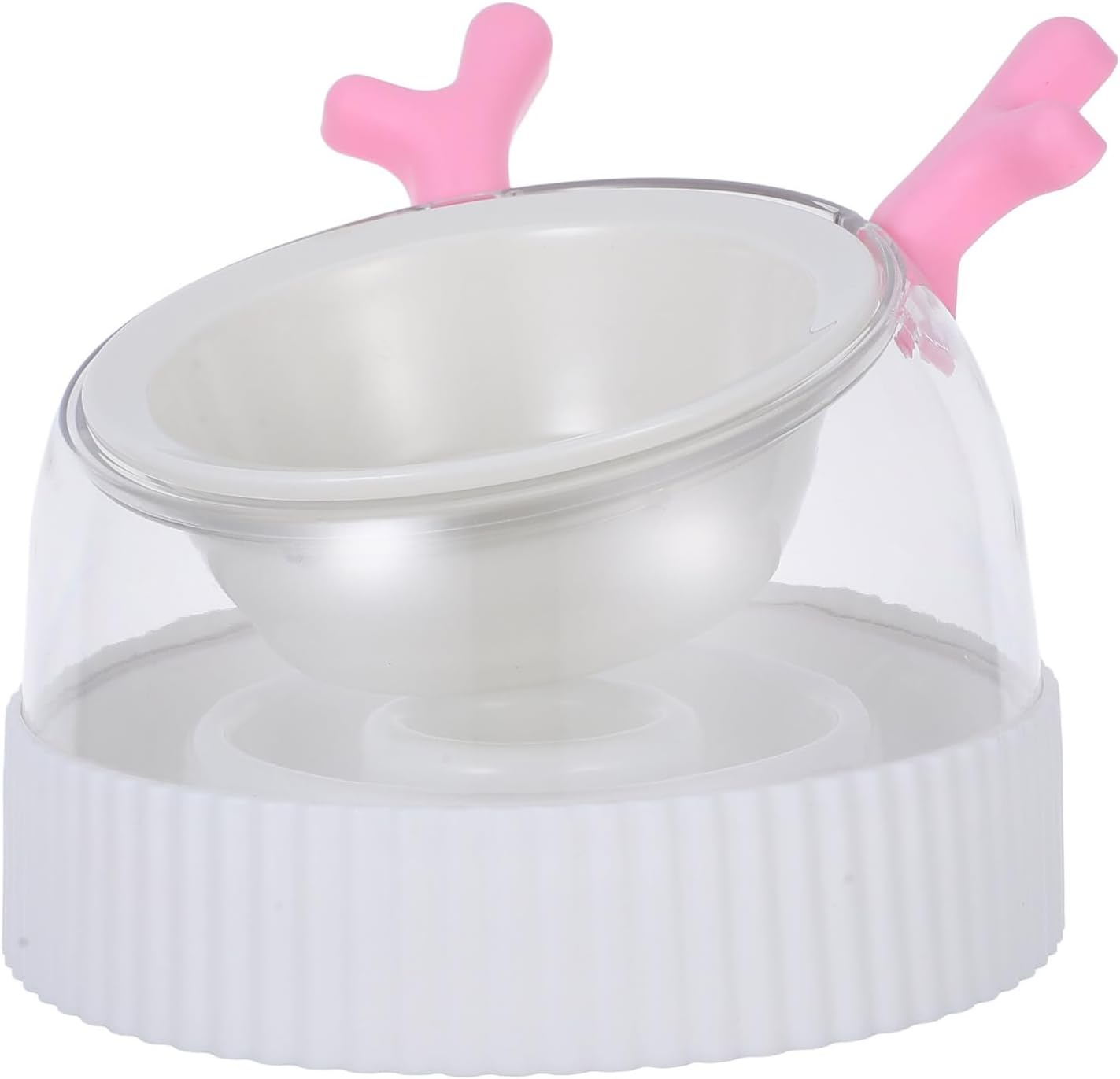 Slow Feeder Elevated Dog Food Bowl Non-Slip Pink Antler Cat Feeder Bowl for Indoor Small Dogs and Kittens