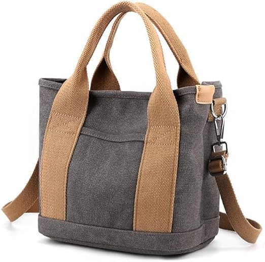 Image of Canvas Tote Bag for Women,Small Totes Bags with Zipper Crossbody Purse with Pockets Large Shoulder Handbag,2 Sizes