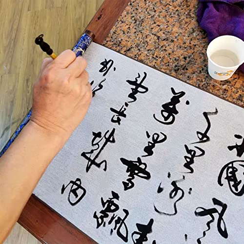 Flylin Calligraphy Cloth, Reusable Chinese Calligraphy Practicing Tool Magic Water Painting Paper Ten Thousand Times Writing Cloth Scroll for Home School (Blue)