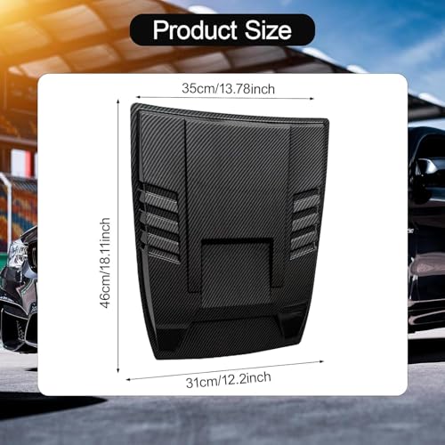 Image of Automaze Universal Car Hood Scoop Vent - Air Intake Grille Bonnet Trim Cover, Turbo Hood Vent Decoration Accessory (Carbon Black)