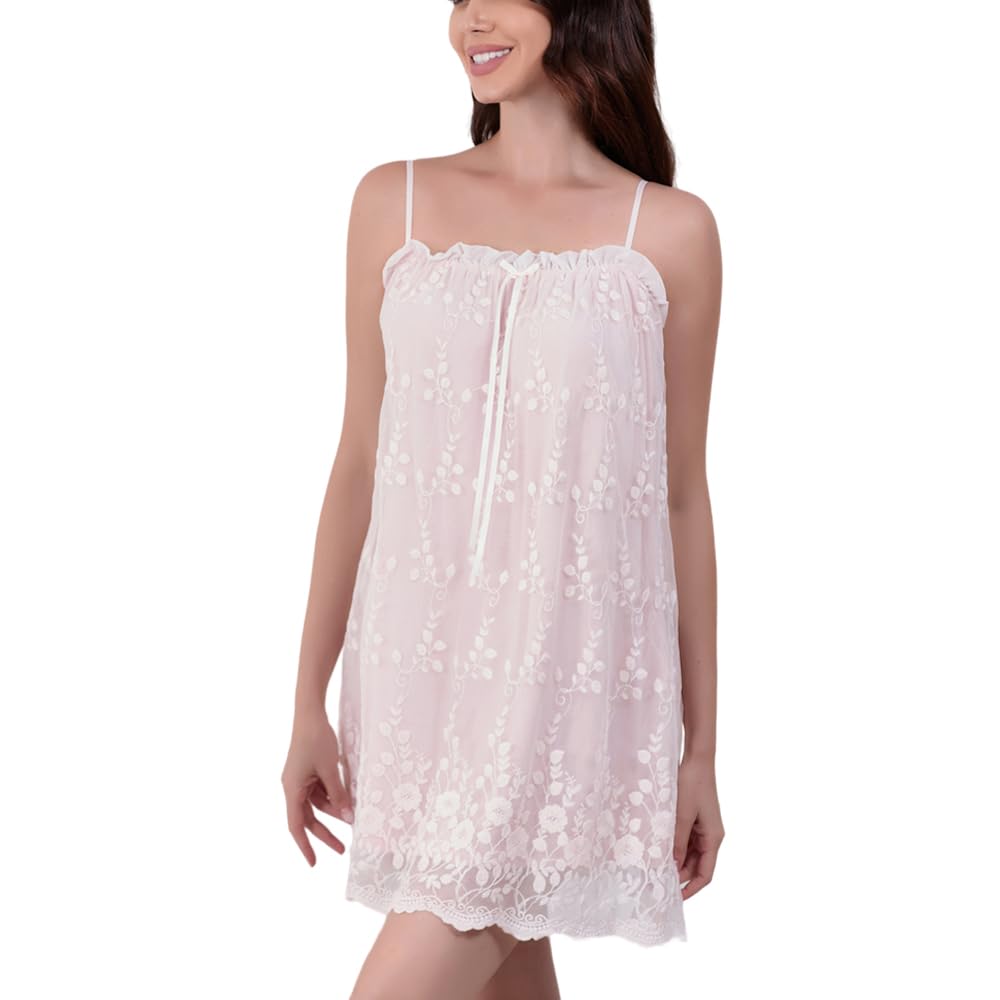 Damen Sexy Negligee Nachthemd Kurz Spitze Nachtkleid Nachtwäsche Unterkleid Trägerkleid