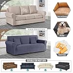 Ruaozz Stretch Sofa Cover 1 Piece Couch Covers for 3 Cushion Couch Non Slip Universal Sofa Slipcover Washable Soft Jacquard Furniture Protector with 2 pcs Throw Pillow Covers (3 Seater, Grey) - Image 5