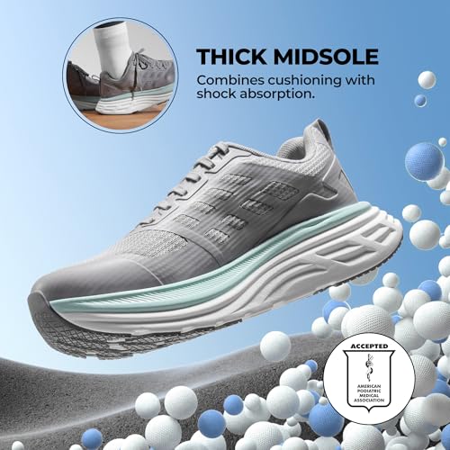 NORTIV 8 Women's Walking Shoes Cushion Running Tennis Shoes ActiveFloat Non-Slip Comfortable Breathable Workout Gym Sports Athletic Fashion Sneakers,Size 6,Grey,SNWS245W