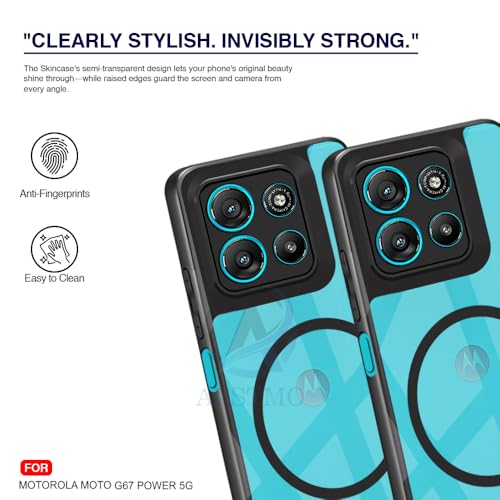 Image of AESTMO Motorola Moto G67 Power / G57 Power 5G Back Cover | 360 Protection | Crystal Clear Hard Back Transparent | Compatible with MagSafe Accessories (PC+TPU, Black Bumper)