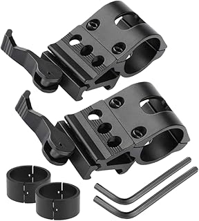 Flashlight Holder, Picatinny Rail Mount for 1.18” and 1” Flashlights with QD Quick Release, Suit for 20mm Picatinny Rifle Rail - FAZee