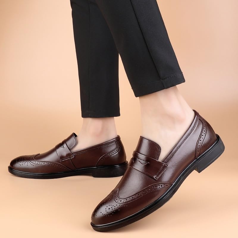 Dress Formal Shoes for Mens Faux Leather Working Slip-on Round Toe Wedding Non Slip Shoe4