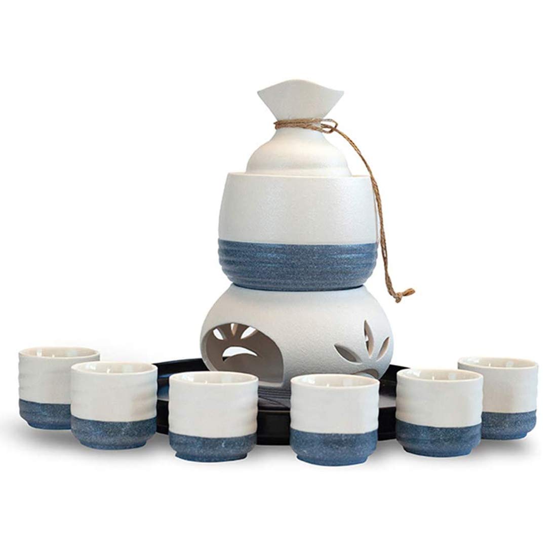 Set di Tazze da Sake Giapponesi Set da 10 Pezzi con stufe Calde e vassoi per Natale, Compleanni e anniversari
