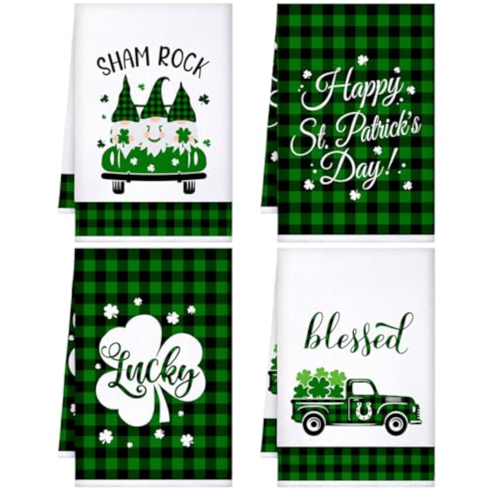 4 Pieces Buffalo Check Plaid Kitchen Dish Towels, Ultra Absorbent