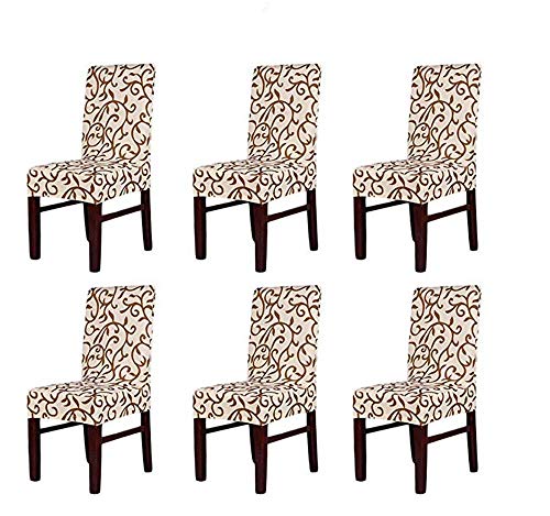 HMWish Pack de 6 Fundas sillas Comedor Elásticas, Fácil de Limpiar Extraíble Impresa Fundas de Silla