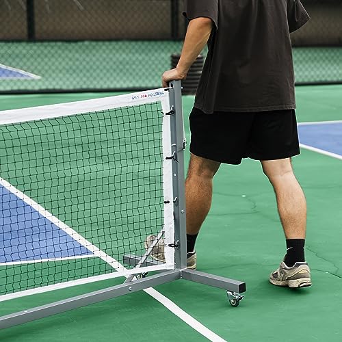 A11N Sports Pro Pickleball Net with Wheels and Hand Winch, Tournament Regulation Size, Anti-Sag Design, Perfect for Outdoor Court & Indoor Gym Floor