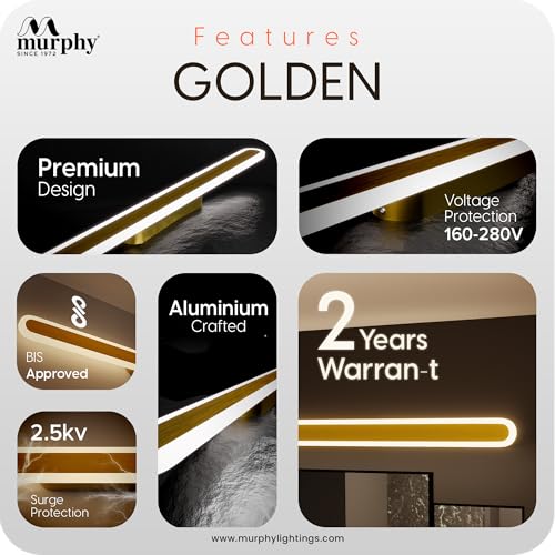 Image of Murphy LumaLine TrioGlow 15W Premium LED Mirror Wall Bathroom Light - with 3-in-1 Colour Cool White /Warm White /Natural White Linear Bar (Pack of 1)