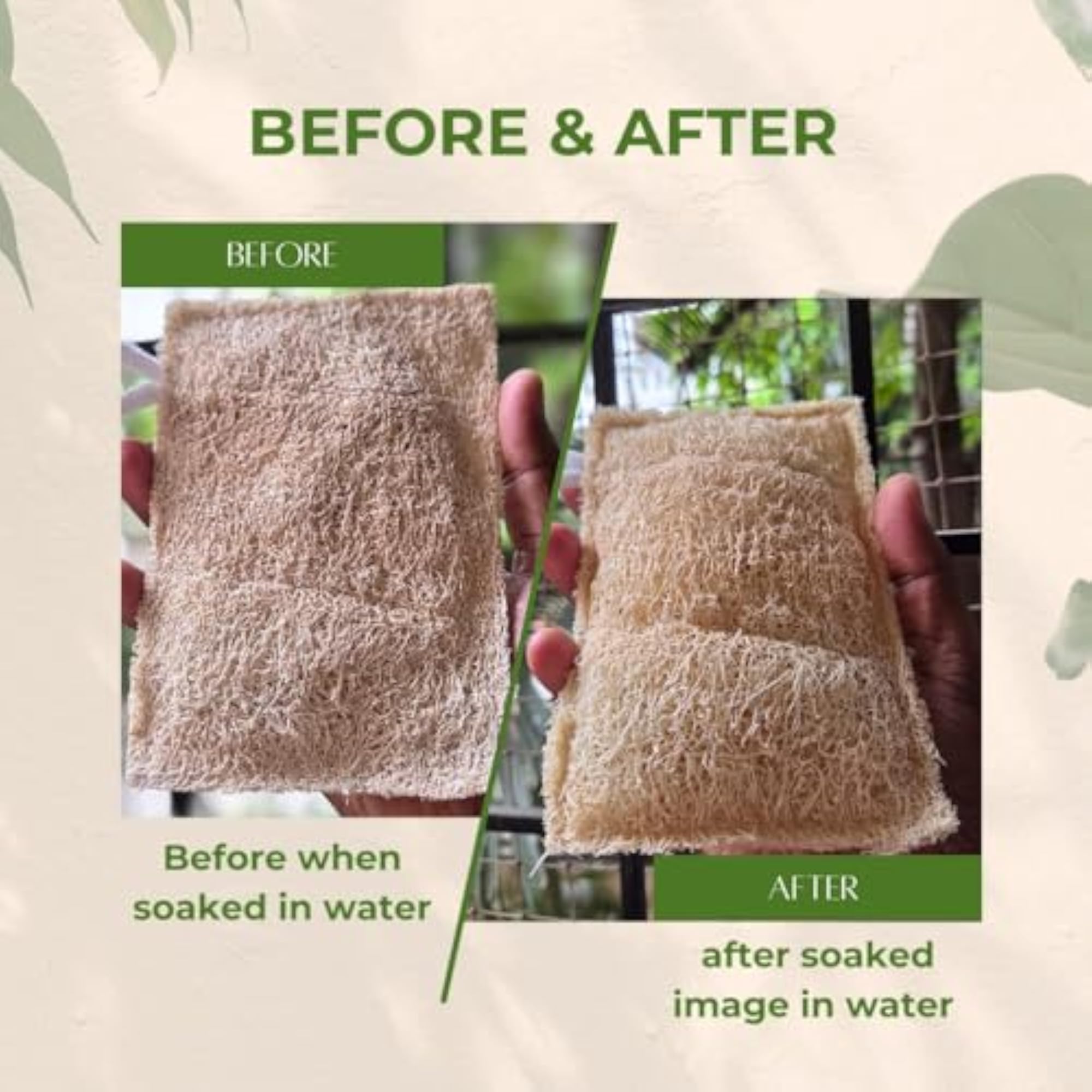 Petika Natural Loofah Sponge, Plant-Based Body Scrub Pad