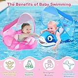 Baby Swimming Pool Floats with Canopy Unicorrn Inflatable Infant Pool Float UPF 50+UV Sun Protection and Anti-flip Tail for 3-36 Months Kids Swim Ring Water Toys Summer Pool Toys for Boys Girls