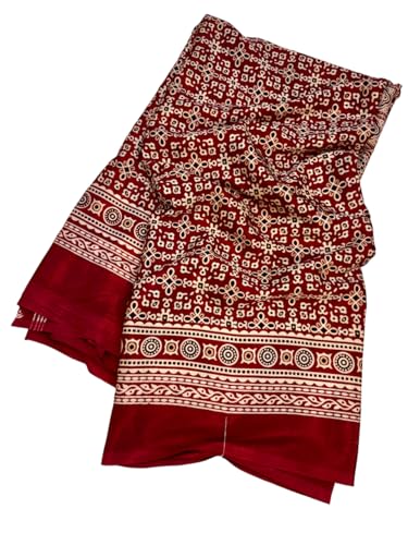 Image of SATIKA VASTRAM Modal Silk Ajrakh Saree Bandhani Design Crepe Printed Designer Pallu Attach Blouse Piece