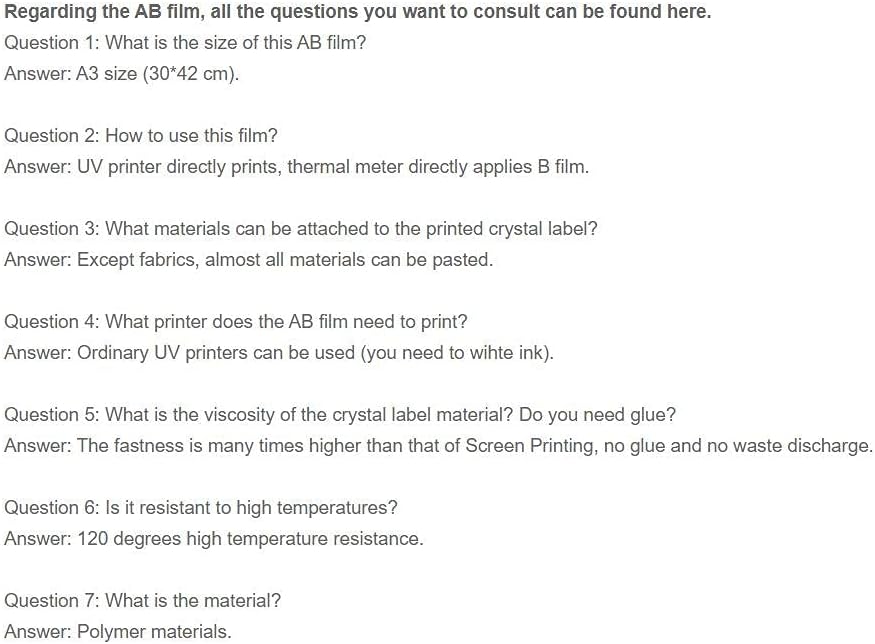 CALCA DTF UV Printing Film A3 Size A Film/B Film, 100pcs/parcel X 4 parcels (B Film)