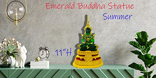 Buddho Emerald Buddha Statue Summer Meditating Seated 11" H. Thai Buddha Statue Room Decor Home Decor Buddha Statue For Home Small Gift Office Gift Sculpture Figurines #TOP2