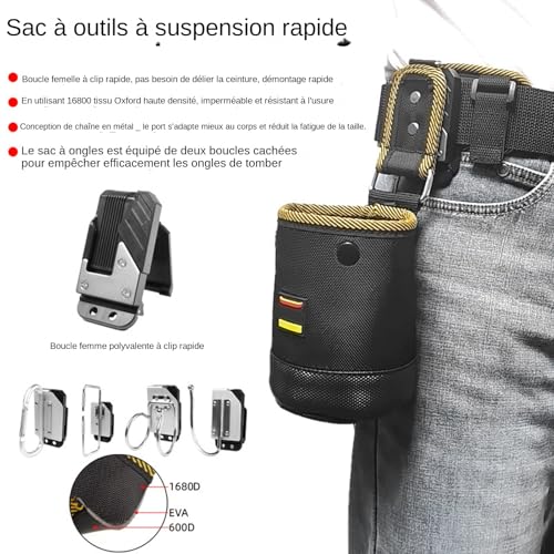 Sac à outils de taille imperméable pour charpentier et menuisier - 8