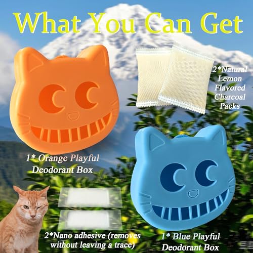 PurifyLogix Kit de desodorizante reutilizável para caixa de areia para gatos, inclui 2 caixas adesiv