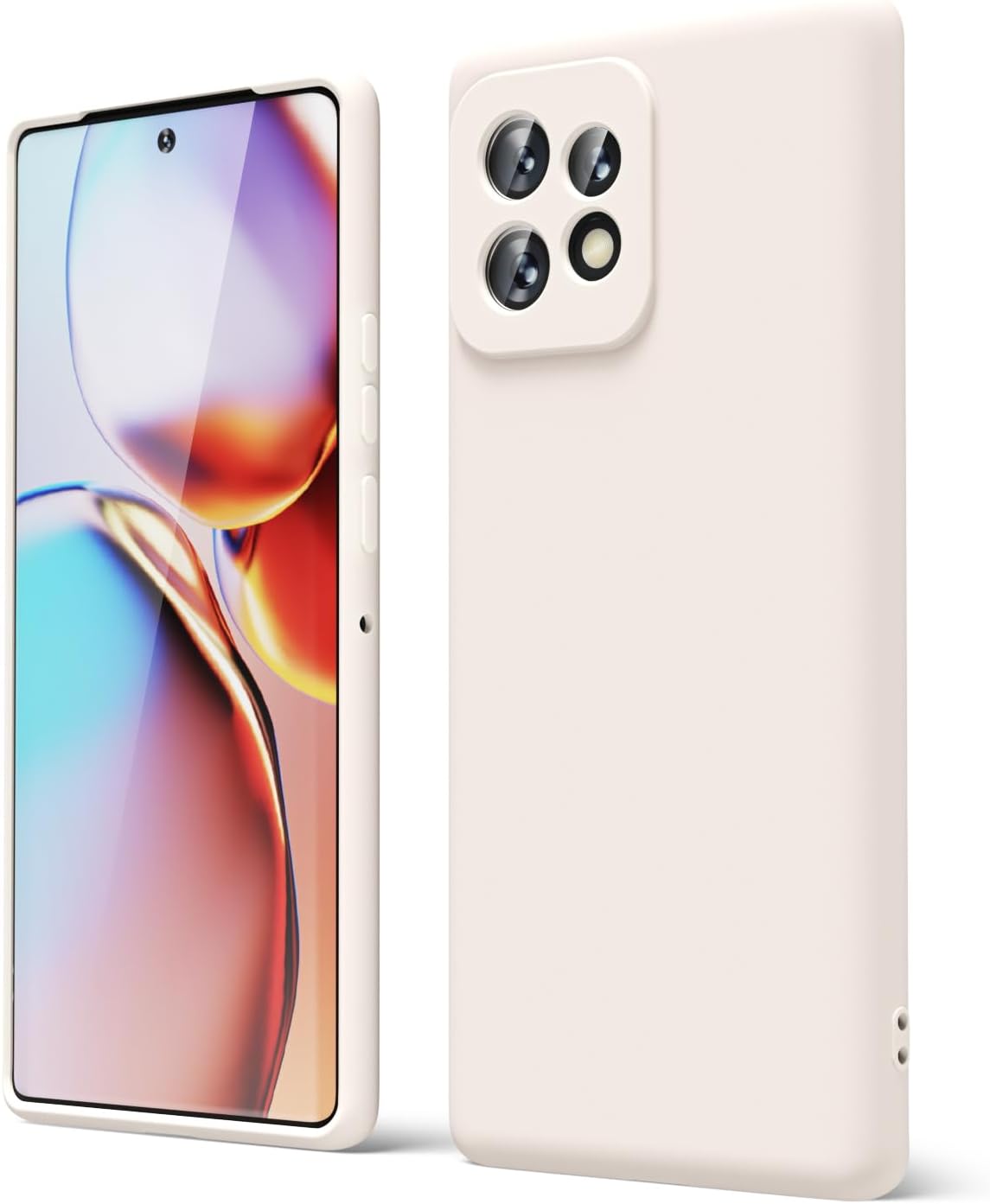 oakxco for Motorola Moto Edge Plus 2023 Case Silicone, Thin Slim Grip Soft Rubber Gel Protective Phone Case for Women, Matte Plain Solid Color Aesthetic Cute Girly Case with Camera Cover, Beige Stone Beige Edge Plus 2023