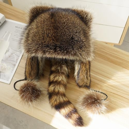 Gorro de mapache con orejeras para esquí infantil: abrigo divertido de 6 a 10 años 4