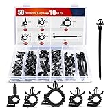 Nilight 60Pcs Automotive Wire Loom Routing Clip Wiring Harness Assortment Kit 6 Different Sizes Universal Replacement Parts with Car Cable Ties for Honda GM Mazda 2 Years Warranty
