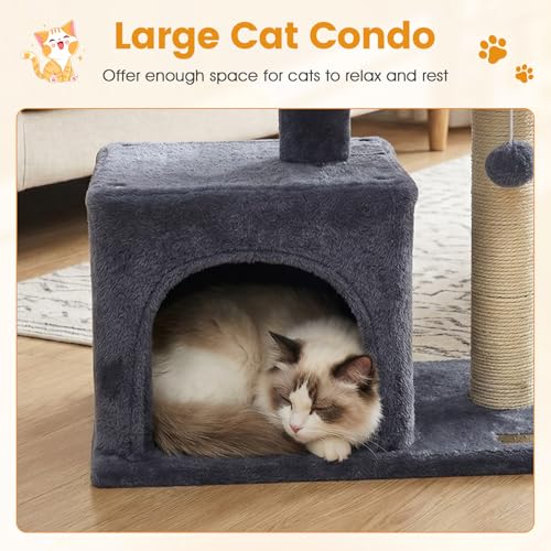 Árbol para gatos pequeño 19.5 pulgadas con poste de sisal miniatura 6