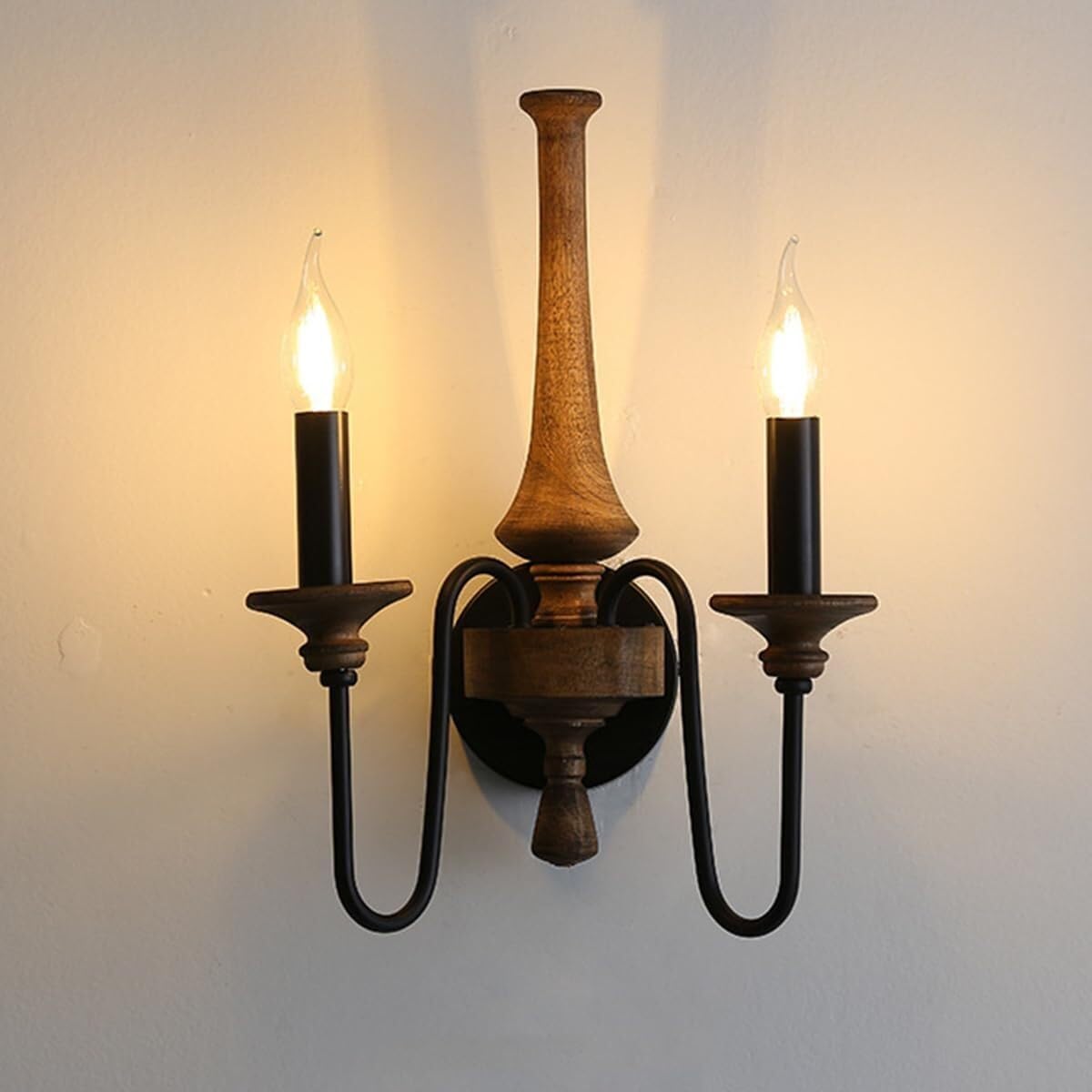 SXSCARKX French Countryside Solid Wood Wall Sconces Bedroom Background Mounted Lamp 1/2-light Modern Vintage Candle Light Fixture For Living Room Corridor Bedside Master