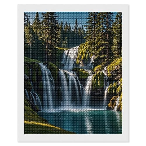 Kit peinture diamant cascade 5D strass carrés pour adulte débutant broderie diamant 40x50