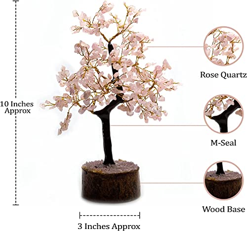 Wonder Care WC Rose Quartz Crystal Tree for Positive Energy Home Decorations and Healing with M-Seal & Golden Wire - Image 4