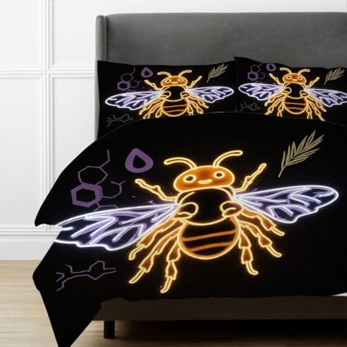 Housse de couette 90x190 microfibres douce parure lit enfant abeille