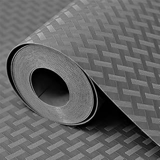 Drawer Liners, Hersvin 40cmx450cm Kitchen Shelf Liners Non-Adhesive Cabinet Mats Cupboard Protector EVA Plastic Lining Waterproof Washable Wipeable Anti-Slip Mats (Gray/Crossed Stripe)