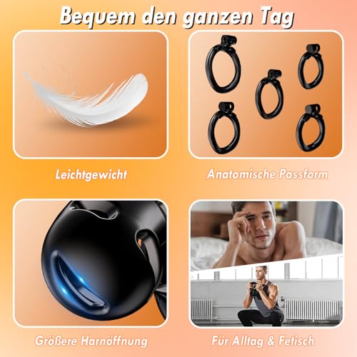 Chastity Cock Cage Männer Sissy mit 5 Penisring und 2 Keuschheitskäfig Penis Penies Käfig Keuschheitsgürtel Chastitycage Fesseln Bdsms Spielzeug Hart Bondageset Fessel BDSM Set für Herren Paare Extrem