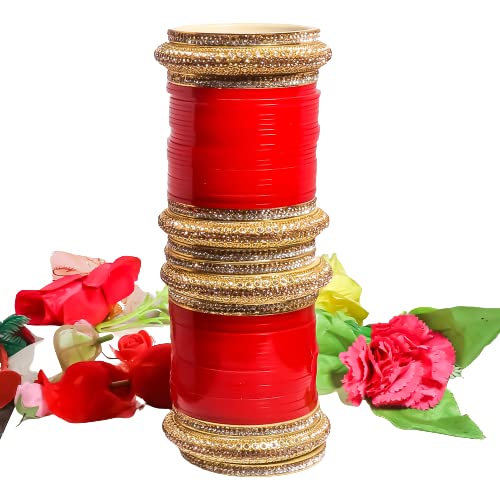 Suprimo Fashion Bangles Red Colour Bridal Chura Wedding Punjabi Chuda Set For Women Bangles Sets For New Married Girlss Chooda (pack of 2) (B09YD6J1KN) Amazon Price History, Amazon Price Tracker
