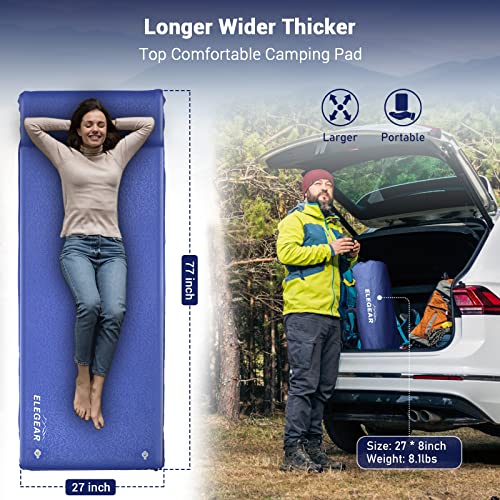 Elegear Foam Camping Sleeping Pad, 3.1In Extra Thickness Self Inflating Sleep Pad Waterproof Insulated Camp Pad Portable Roll Up Camping Air Mattress With Pillow For Car Camping, Traveling,Tent, Floor #TOP4