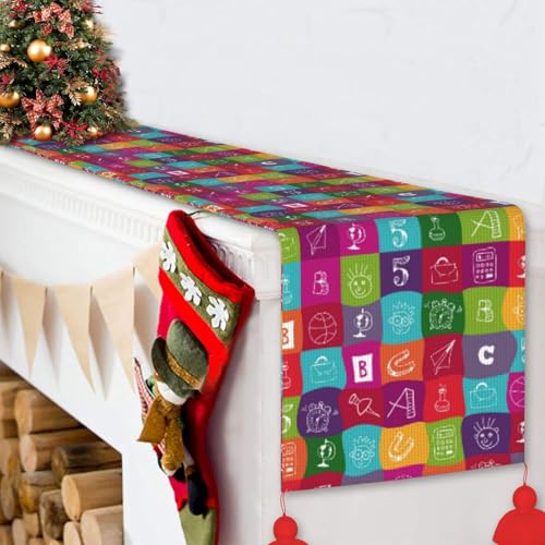 Chemin de table de Noël chic de 152 cm avec finitions pompons haut de gamme