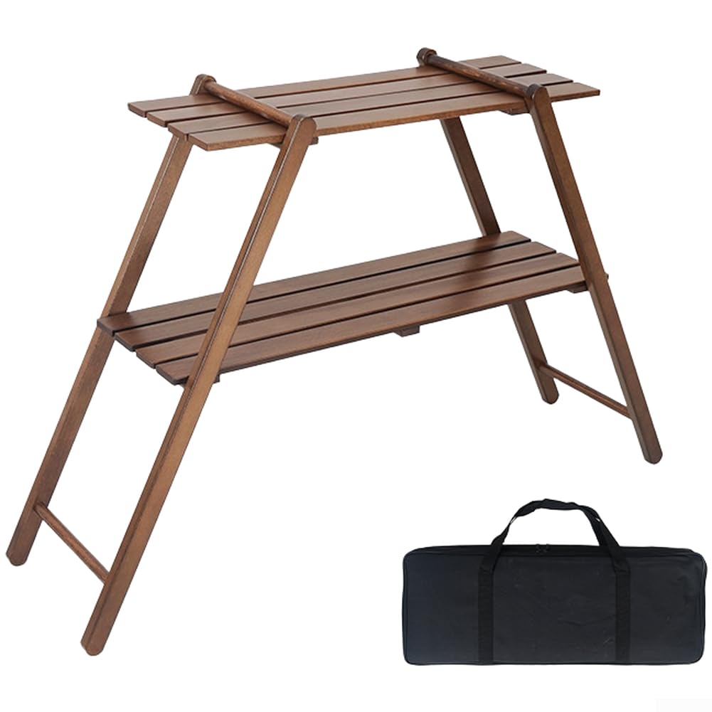pour étagère Pliante pour bois Massif 2 Niveaux Portable Camping