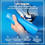 ion8 Botella Agua Inox Ligero, 600ml, Sin Aislamiento, a Prueba de Fugas, Fácil de Abrir, Cerradura Segura, Aptas para Lavavajillas, Fácil de Limpiar, Resistente a Rayones, Azul