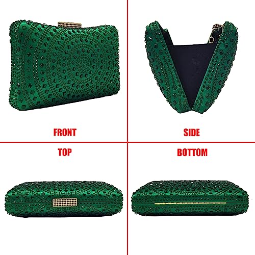Image of Crystal Box Clutch Rhinestone Handbags For Women Party Purse Wedding Evening Bag