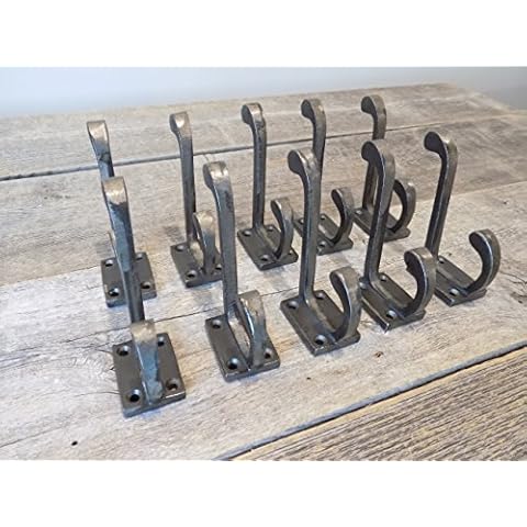 Midwest Craft House 10 Coat Hooks 3 1/2" Long Iron for Hats, Coats, Towels, Bathroom, Kitchen, ETC.! Cover