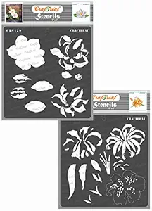 Floral Stencil for Painting - Layered Stencil Magnolia and Tiger Lily (2 Pcs) - Size: 6X6 Inches - Tropical Flowers Stencils - Reusable Flower Stencils for Craft - Single Flower Stencils