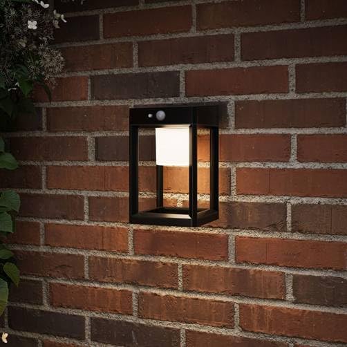 4lite Antheia - Lanterna solare da parete per esterni (antracite) 300lm bianco caldo IP54, lanterna solare da parete