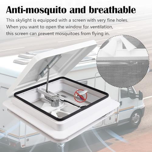 12V RV Dachventilator, 14 Zoll Dachluke Wohnwagen Wohnmobildach Abluftventilator mit Insektenschutz Dachfenster Dachhaube Vent Dachluke Vent für Wohnwagen/Lkw/Van