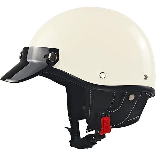 Half Motorcycle Helmets Retro Open Face Half Shell Motocross Helmet for Cycling Motocross Cruiser Bike Scooter Chopper Men Women DOT Approved