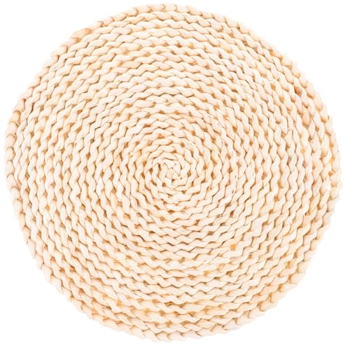 GRADENEVE Mantel Individual Tejido a Mano de Paja Natural, Redondo 32 Cm, Resistente al Calor y Antideslizante, Cojín de Vajilla Decorativo para Mesa de Comedor y Cocina, Protector Rústico