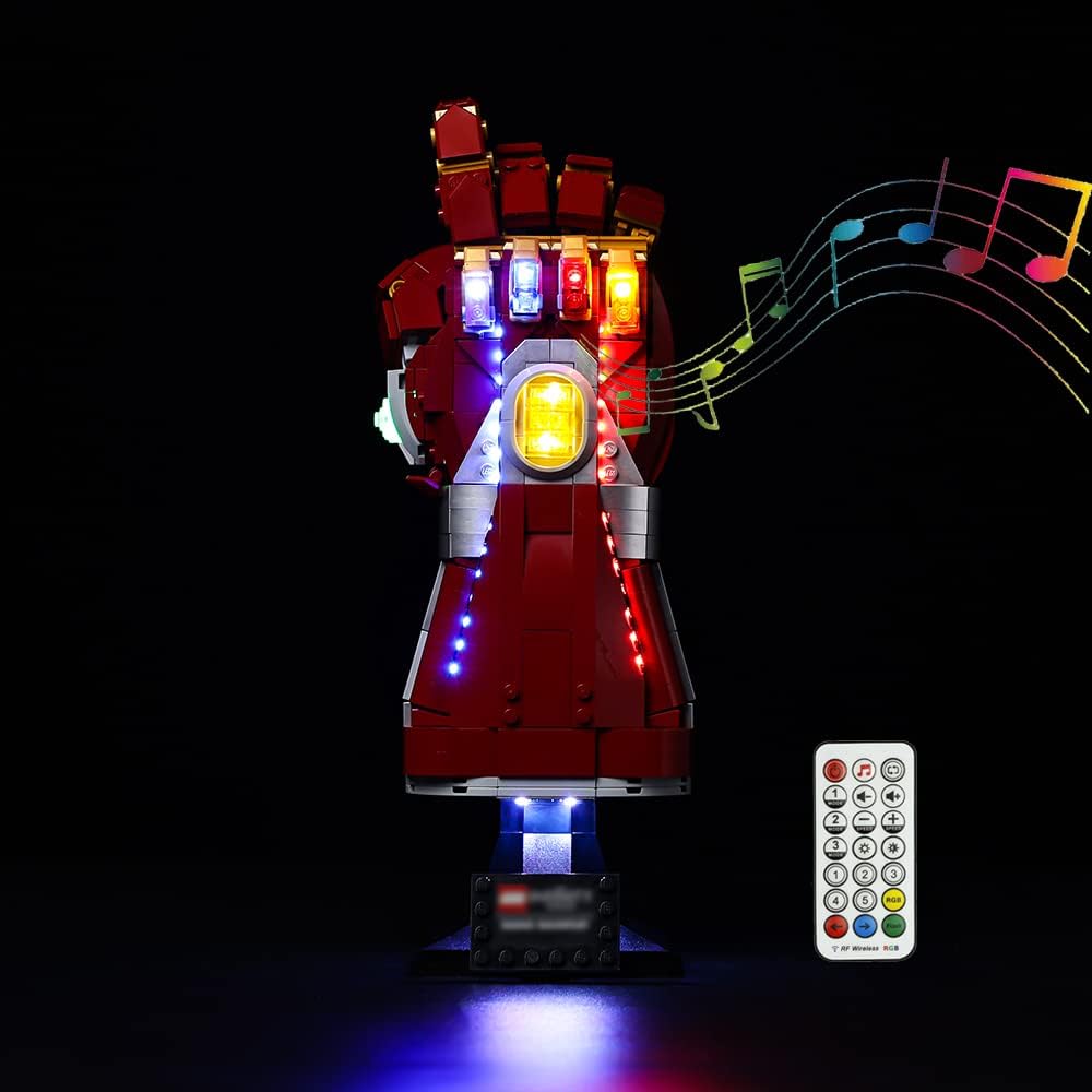 Kyglaring LED Lighting Kit for Lego Nano Gauntlet 76223, RC Sound Version