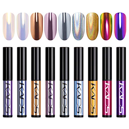 Alexnailart Luftkissen-Nagelpuder-Stift-Set, holografischer Glitzer, Chrom, Spiegelpuder, Maniküre-Design mit…