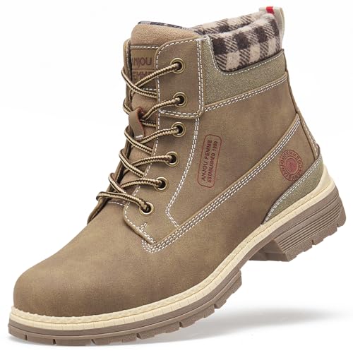 Image of ANJOUFEMME Outdoor Hiking Boots for Women Waterproof - Womens Ankle Boots Lightweight Snow Winter Boots for Trekking Walking