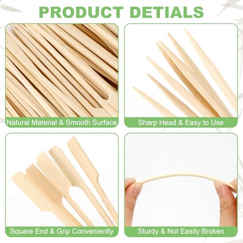300PCS Bamboo Skewers for Appetizers 4.7 Inch Bamboo Sticks Wooden Paddles Picks Fancy Toothpicks for Appetizers BBQ Skewers Cocktail Food Picks for Fruit Grilling Charcuterie Boards Accessories