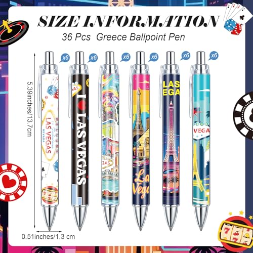 Image of Sayglossy 36 Pcs Las Vegas Ballpoint Pen Collectible Las Vegas Gift Pen Bulk Retractable USA Souvenirs for Office Supplies, 6 Styles, Black Gel Ink