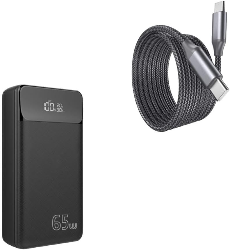 BoxWave Universal PD USB Type-C Rejuva Power Pack Bundle (65W 30000mAh), Power Delivery Power Bank Portable Adapter – Jet Black, Power Bank for Smartphones and Tablets